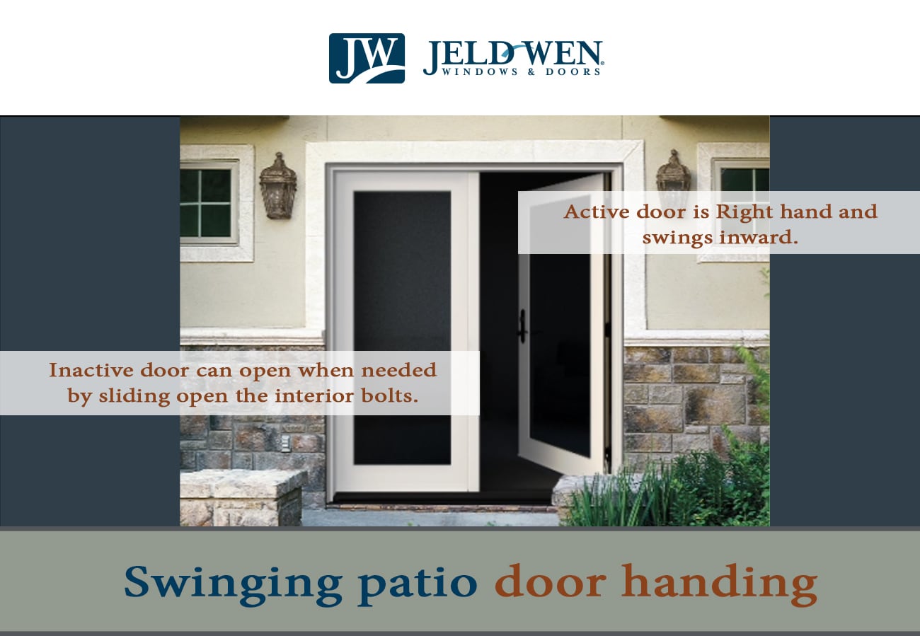 JELD-WEN 60-in x 80-in Fiberglass French, Right-hand inswing – feature callout