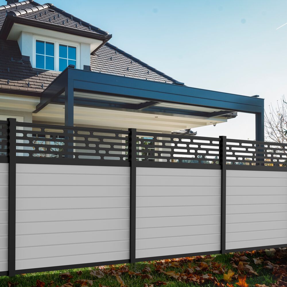 Freedom Alloy Mixed Material 8-ft H x 3-in W Matte Black Aluminum Privacy Line Fence Post