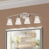 Portfolio Lyndsay 30.13-in 4-Light Satin Nickel Transitional Vanity Light Bar