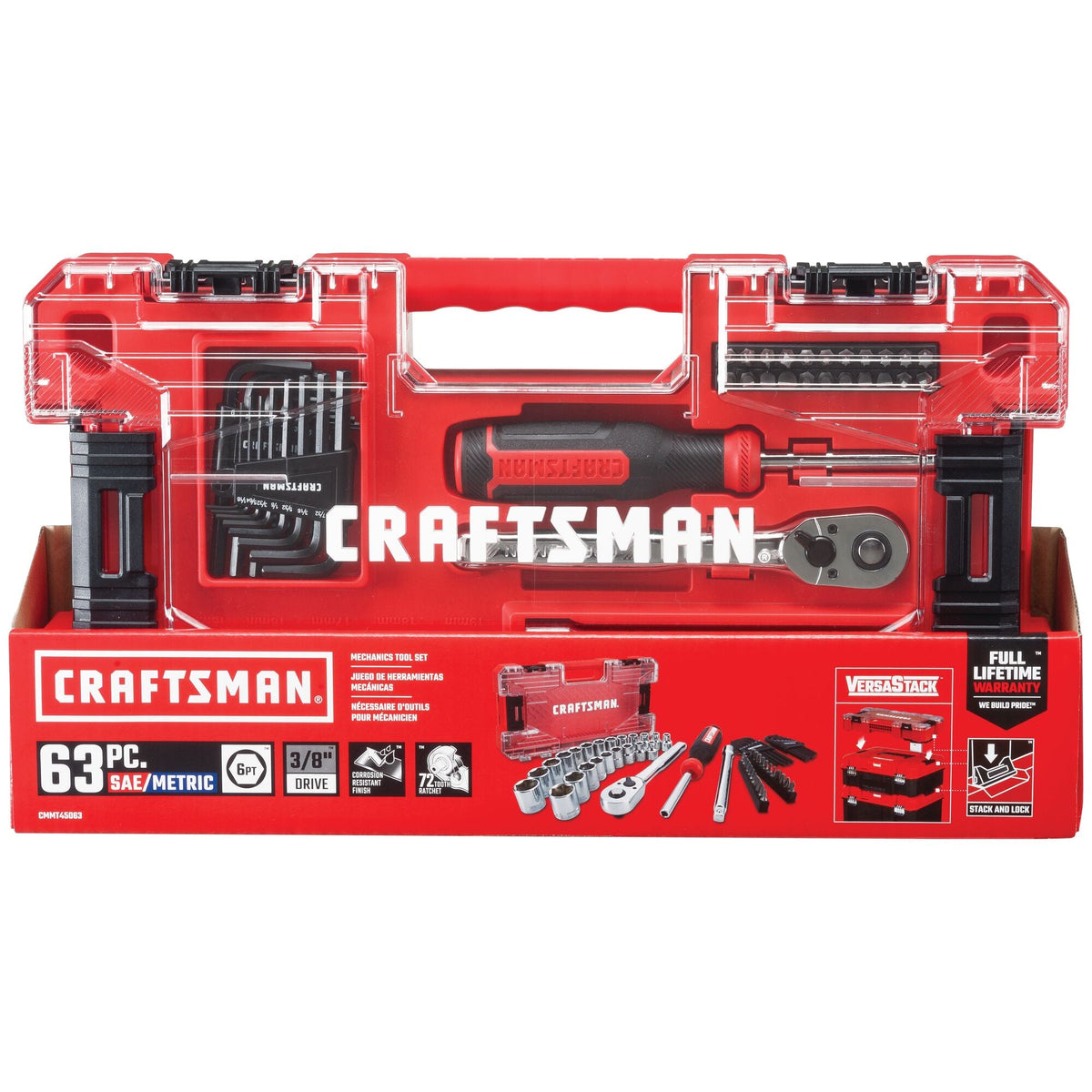 Craftsman 63-Piece Mechanic's Tool Set – SAE & Metric, 3/8" Drive (VERSASTACK)