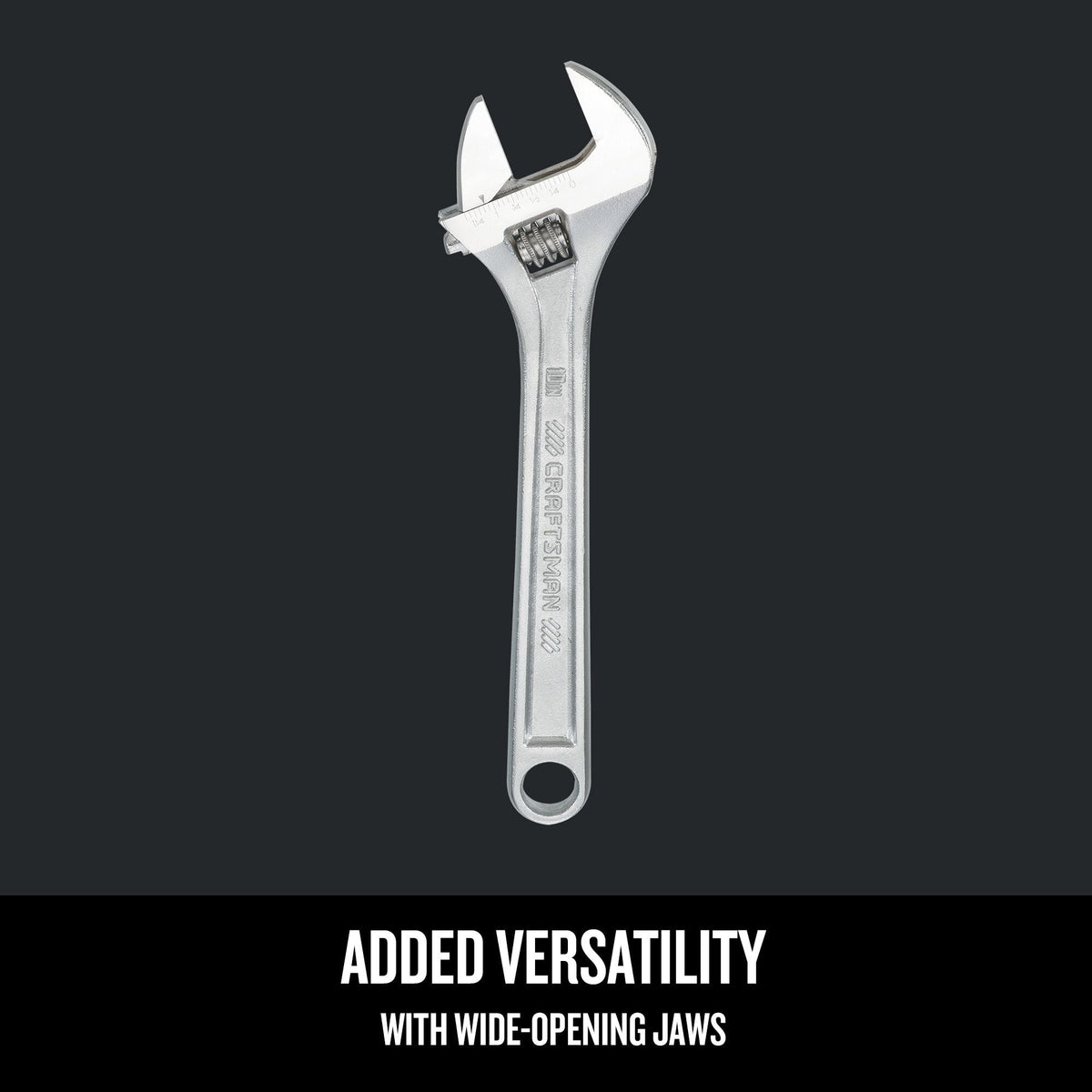 CRAFTSMAN 10-in Steel Adjustable Wrench, Full-Polish Chrome, Individual
