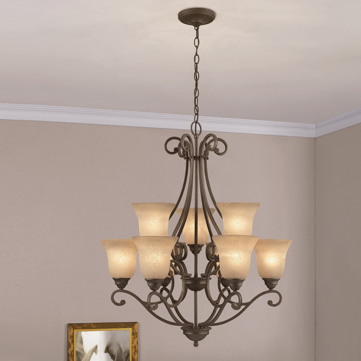 Portfolio Linkhorn 9-Light Iron Stone Vintage Chandelier, 34.5-in H x 30-in W