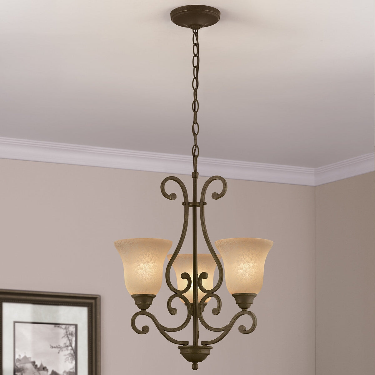 Portfolio Linkhorn 3-Light Iron Stone Vintage Chandelier, 24.5-in H x 20-in Dia