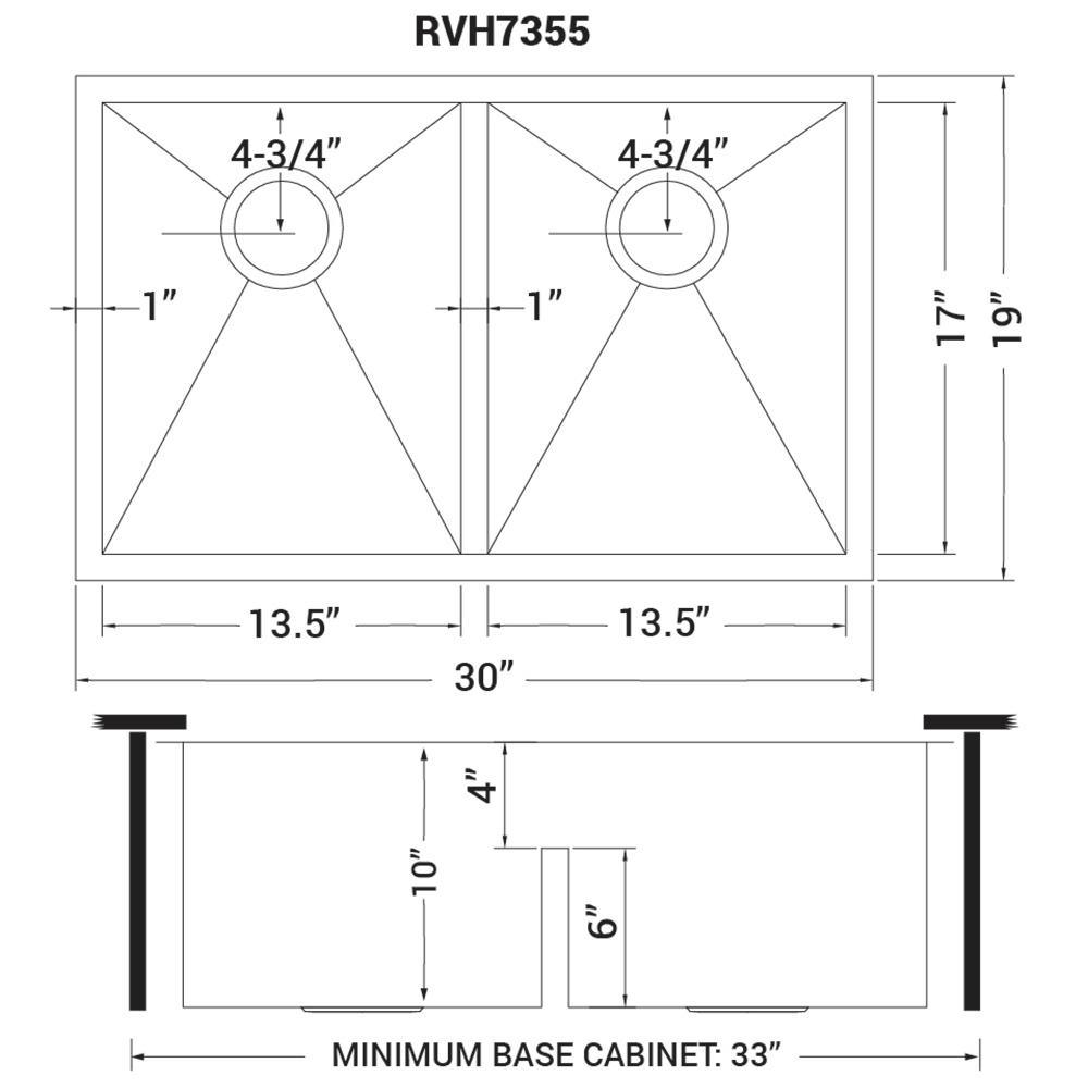 Undermount Stainless Steel 30 in. 50/50 Low Divide Double Bowl 16-Gauge Kitchen Sink - Super Arbor