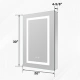WELLFOR NIKA 20-in x 30-in Lighted LED Fog Free Surface/Recessed Mount Silver Mirrored Soft Close Medicine Cabinet with Outlet