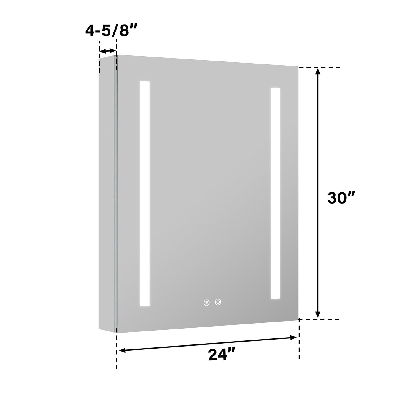 WELLFOR VICK 24-in x 30-in Lighted LED Fog Free Surface/Recessed Mount Silver Mirrored Soft Close Medicine Cabinet with Outlet