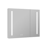 WELLFOR VICK 36-in x 30-in Lighted LED Fog Free Surface/Recessed Mount Silver Mirrored Soft Close Medicine Cabinet with Outlet
