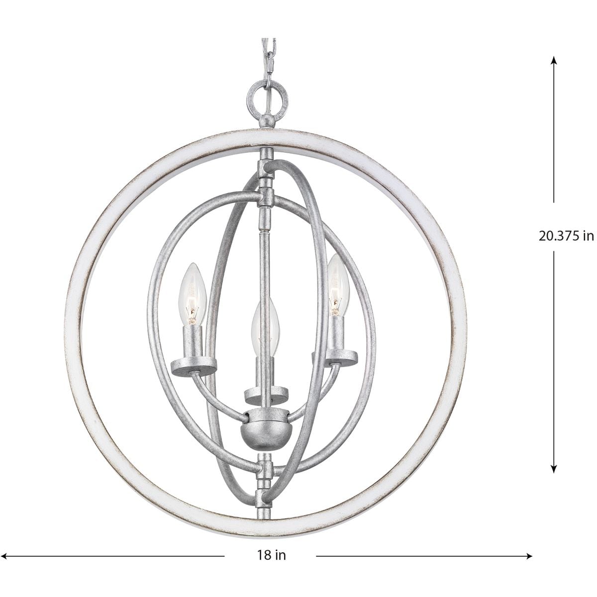 Progress Lighting Fairwood 3-Light Antique White and Galvanized Farmhouse Globe Medium Hanging Pendant Light