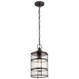 Kichler Mill Lane Anvil Iron Outdoor Hanging Lantern Pendant with Clear Seeded Glass, 16.5-in x 9-in