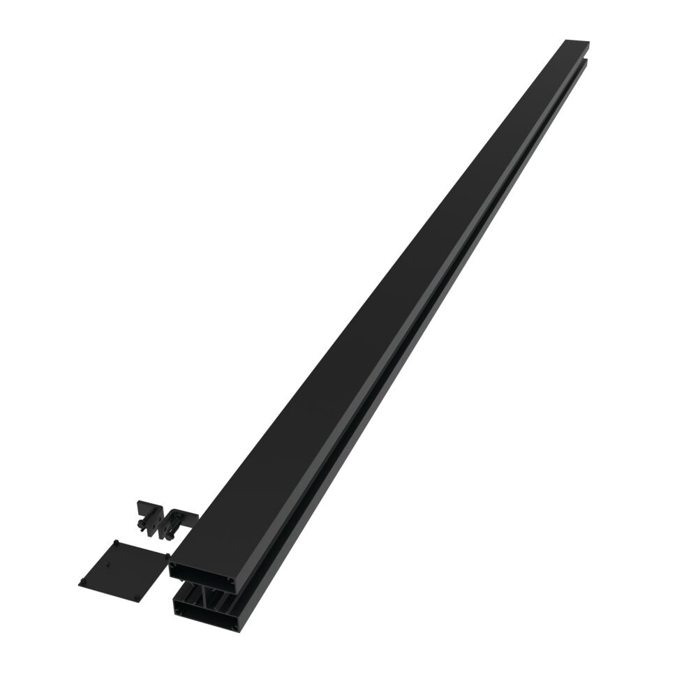 Freedom Alloy Mixed Material 8-ft H x 3-in W Matte Black Aluminum Privacy Line Fence Post