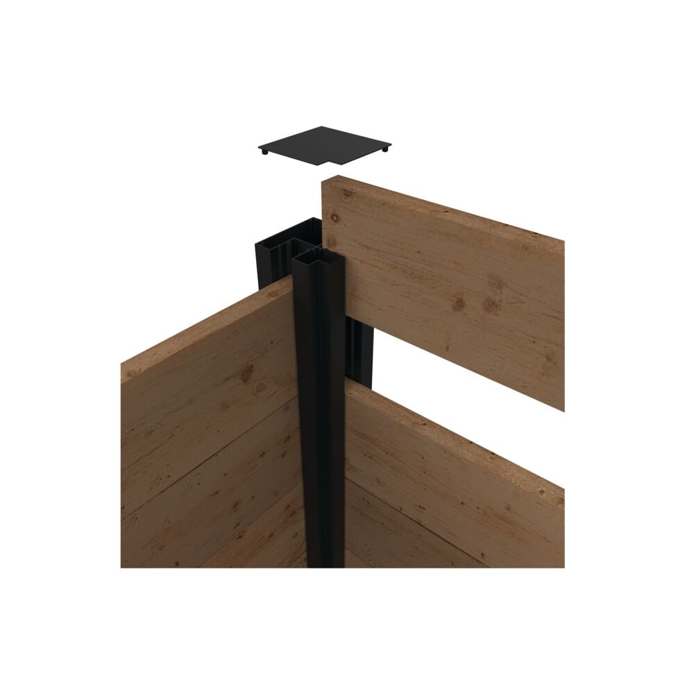 Freedom Alloy Mixed Material 8-ft H x 3-in W Matte Black Aluminum Privacy Corner Fence Post