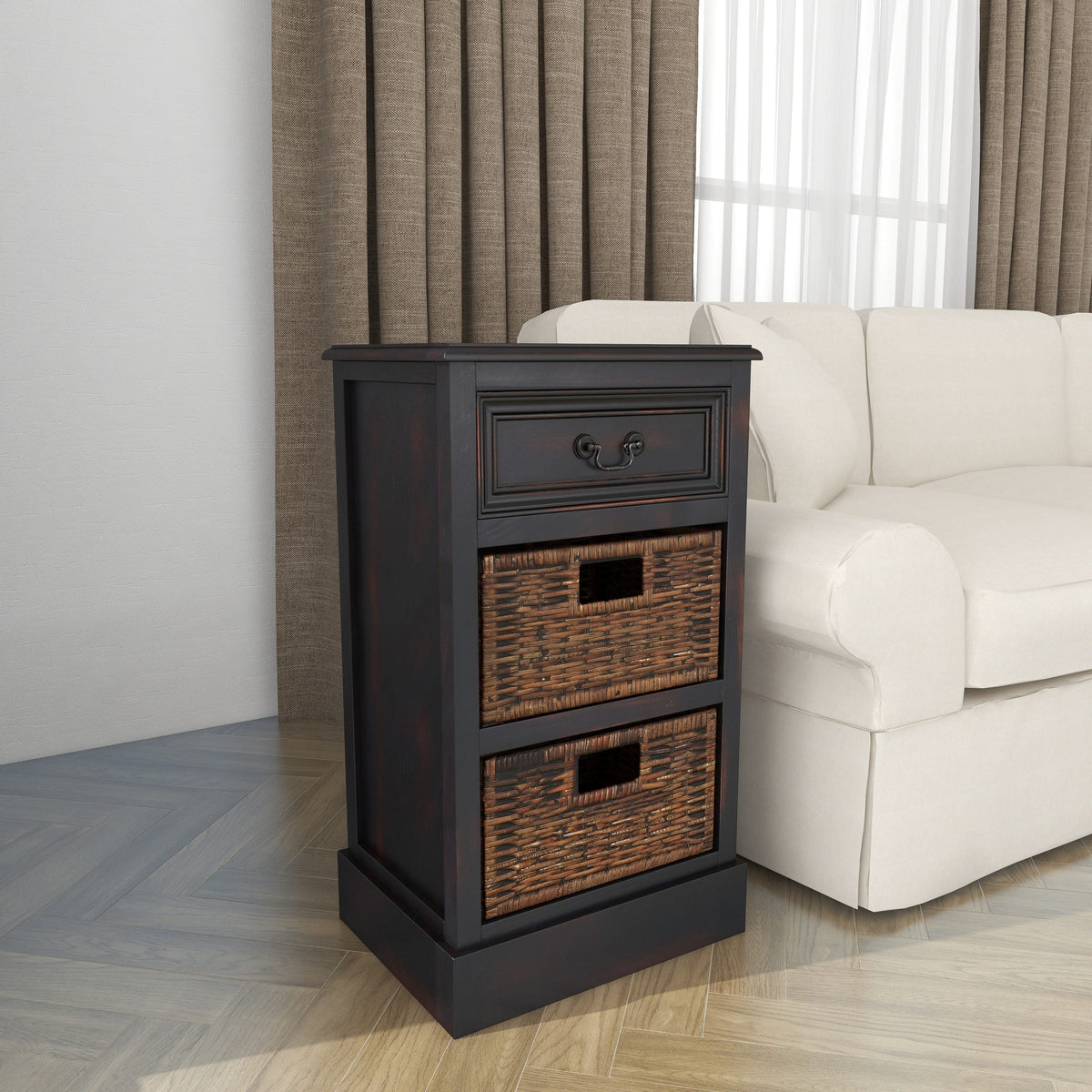 Grayson Lane Dark Brown Matte Fir 1-Drawer Accent Chest