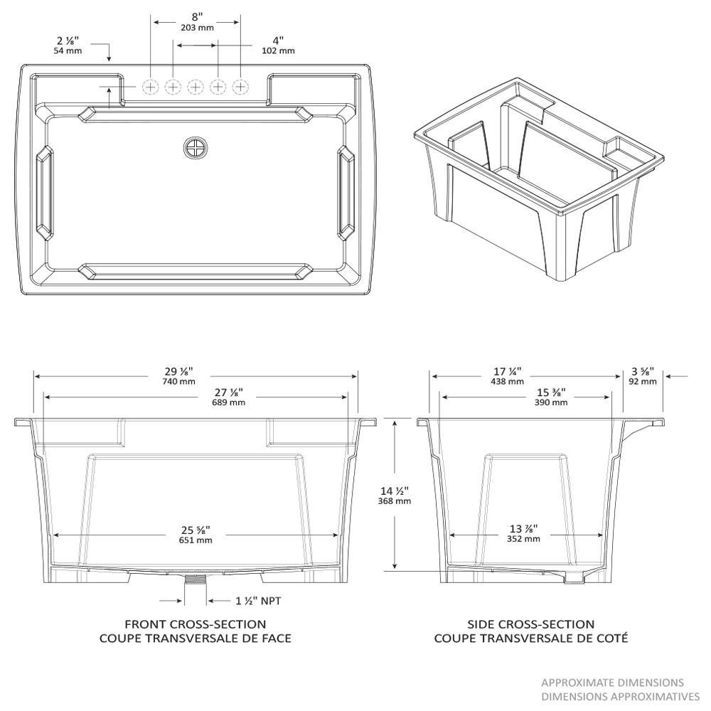 32 in. x 22 in. Polypropylene White Laundry Sink with 2 Hdl Non Metallic Pullout Faucet and Installation Kit - Super Arbor