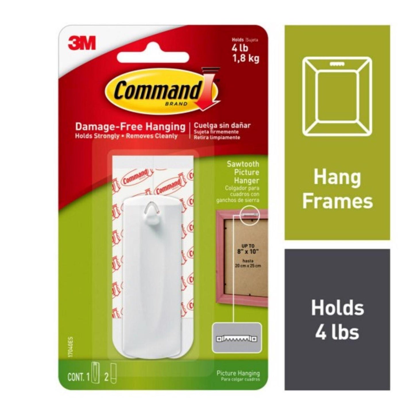 3M Command White Sawtooth Picture Hanger, 4 lb Capacity, 1 Pack