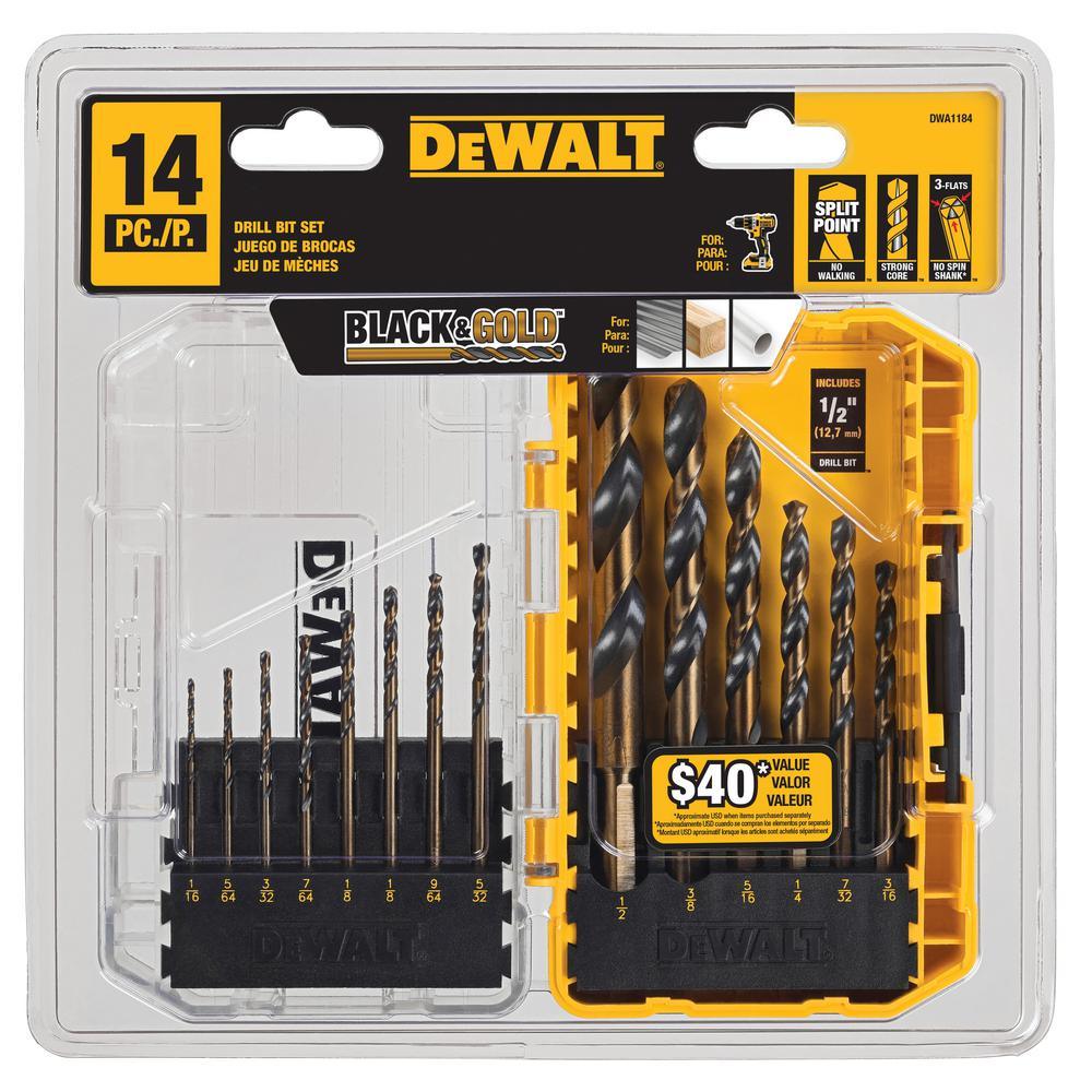 Black and Gold Drill Bit Set (14-Piece) - Super Arbor