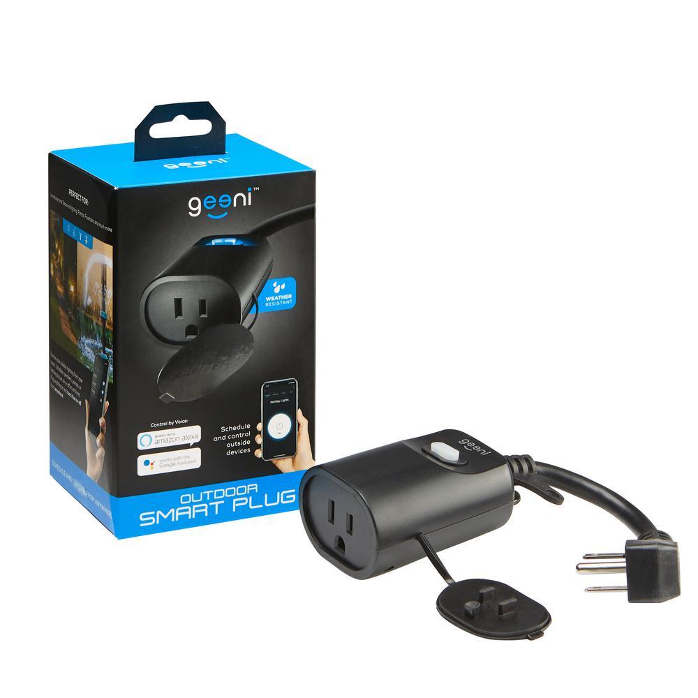 15 Amp Outdoor Smart Wi-Fi Plug, Black - Super Arbor