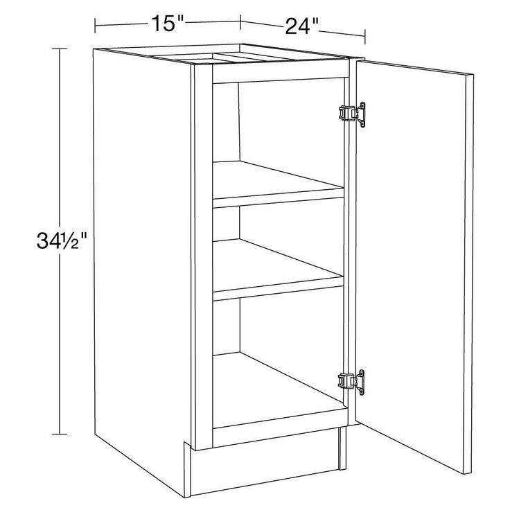 Home Decorators Collection Grayson 15 in. W x 24 in. D x 34.5 in. H Assembled Plywood Full Height Door Base Kitchen Cabinet in Pacific White RH