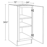 Home Decorators Collection Grayson 15 in. W x 24 in. D x 34.5 in. H Assembled Plywood Full Height Door Base Kitchen Cabinet in Pacific White RH