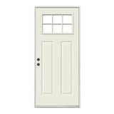 JELD-WEN 30 in. x 80 in. 6 Lite Craftsman Primed Steel Prehung Right-Hand Inswing Prehung Front Door
