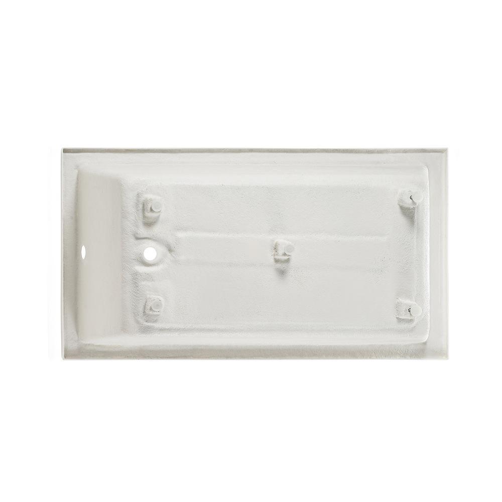 Voltaire 60 x 32 in. Acrylic Left-Hand Drain with Integral Tile Flange Rectangular Drop-in Bathtub in White - Super Arbor