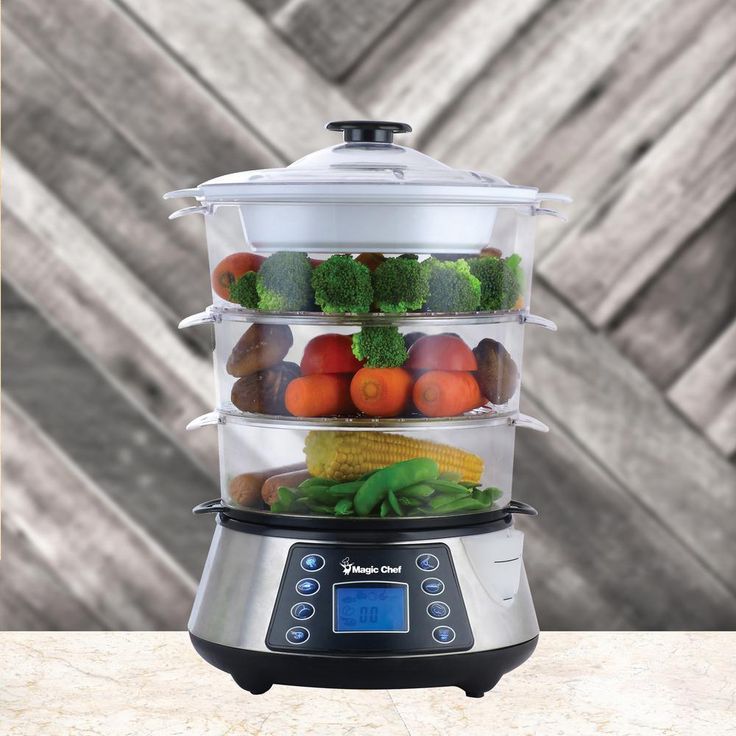 3-Tier 12 Qt. Stainless Steel Countertop Food Steamer and Rice Cooker