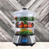 3-Tier 12 Qt. Stainless Steel Countertop Food Steamer and Rice Cooker
