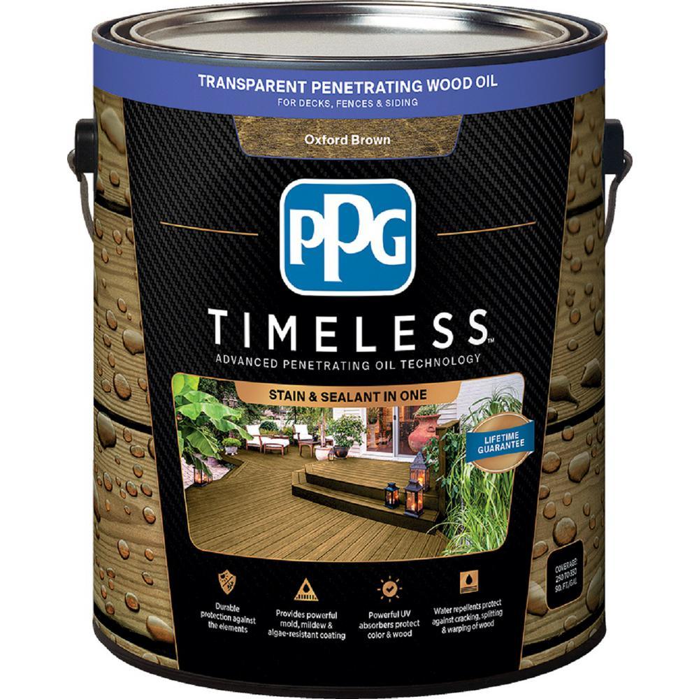 PPG TIMELESS 3 gal. TPO-14 Oxford Brown Transparent Penetrating Wood Oil Exterior Stain Low VOC - Super Arbor