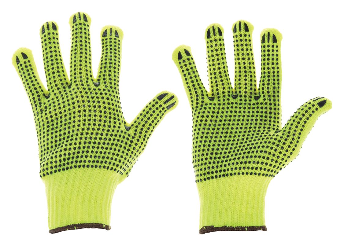 CONDOR Lime PVC Dotted Full Finger Knit Gloves - Size S