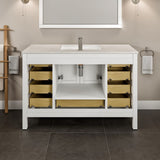 Eviva London 54 in. W x 18 in. D x 34 in. H Bathroom Vanity in White with White Carrara Marble/Quartz Top and White Sink