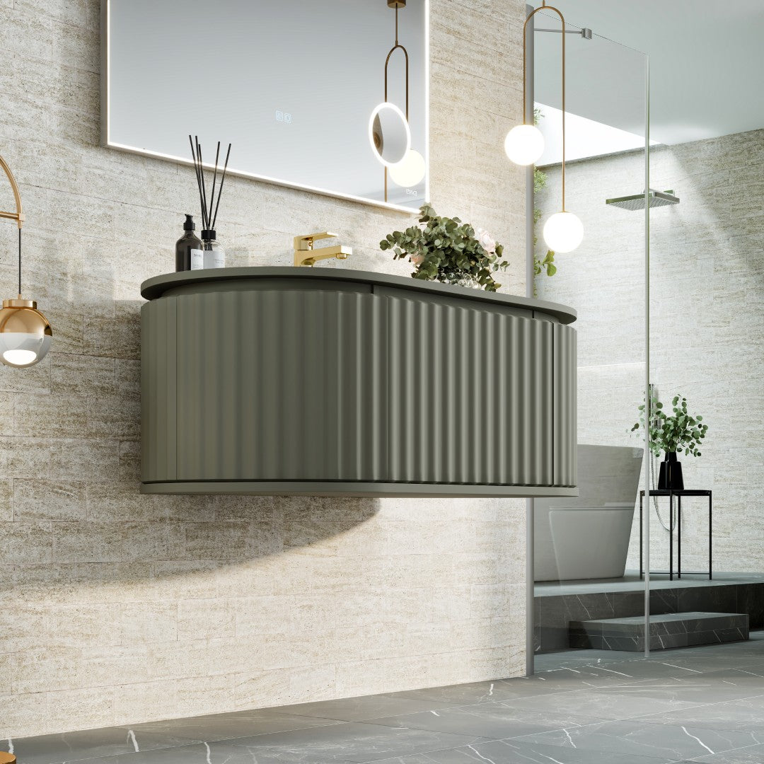 Eviva Haven 39"W x 22"D Green Wall Mount Bathroom Vanity with Green Solid Surface Countertop and Integrated Sink