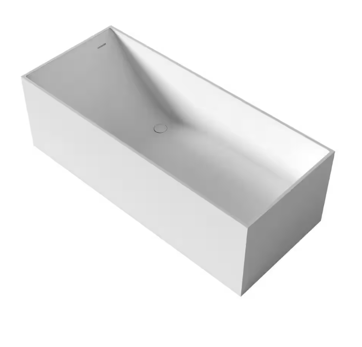 Moray 67 in. x 28 in. Stone Resin Flatbottom Freestanding Soaking Bathtub in Matte White