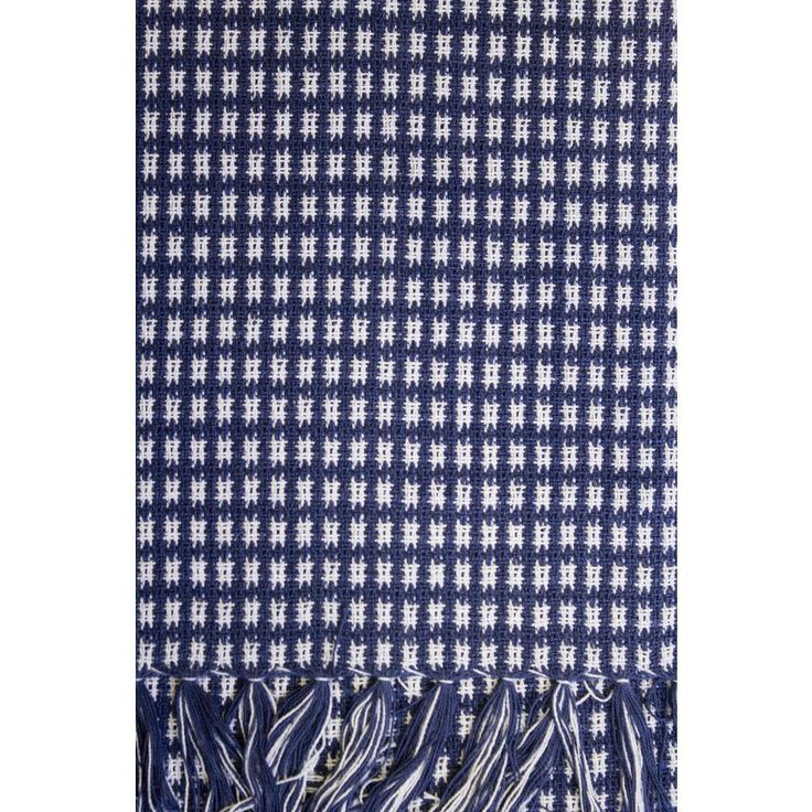 Homespun Fringed 60 in. x 84 in. Marine 100% Cotton Tablecloth