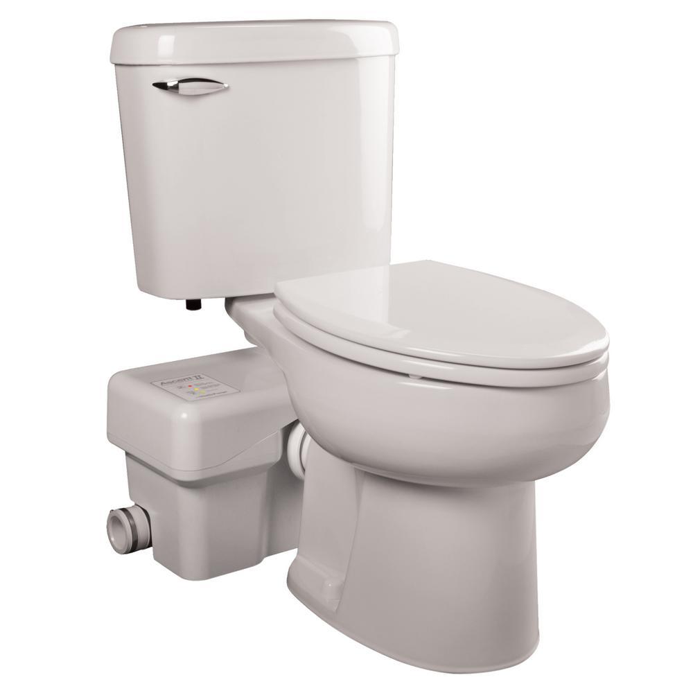 Ascent II 2-Piece 1.28 GPF Single Flush Round Macerating Toilet in White - Super Arbor