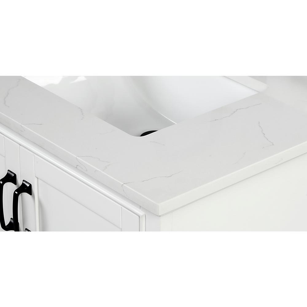 43 in. W x 22 in. D x 0.75 in. H Quartz Vanity Top in Carrara White with White Basin - Super Arbor