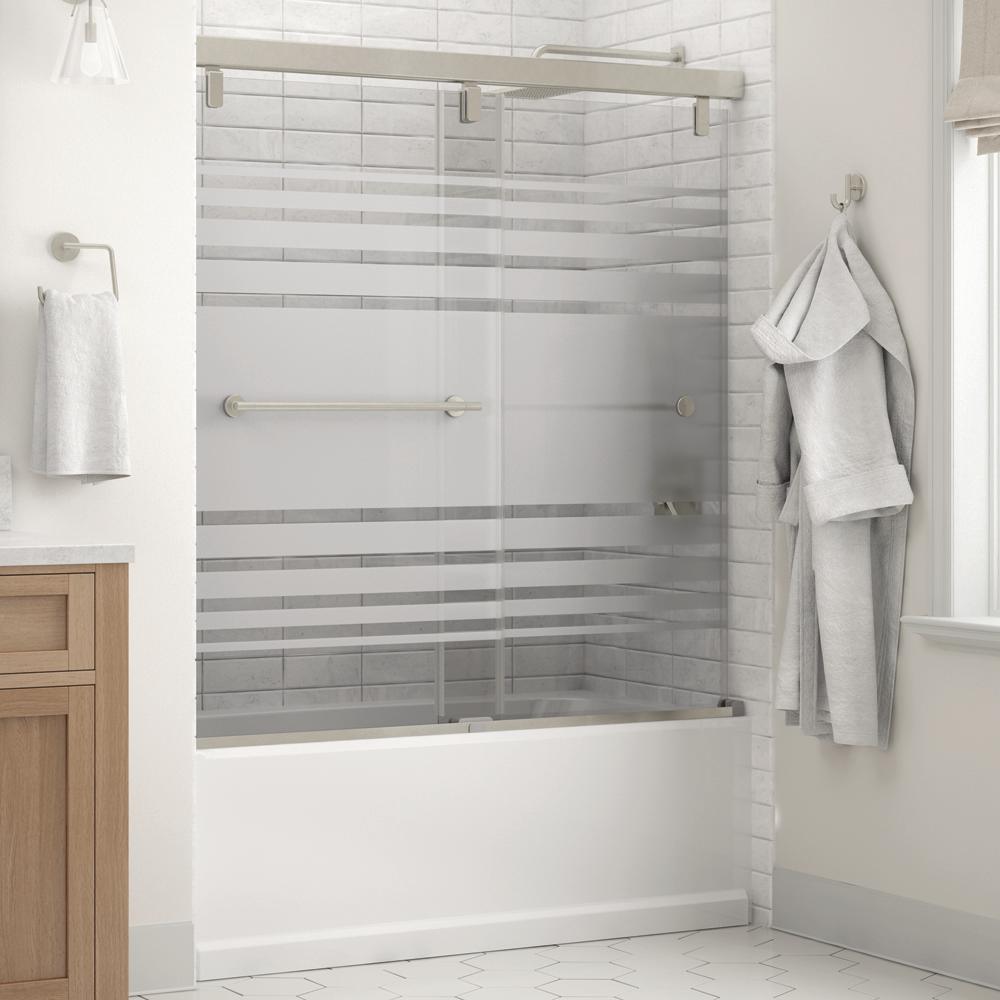 Everly 60 in. x 59-1/4 in. Mod Semi-Frameless Sliding Bathtub Door in Matte Black and 1/4 in. (6mm) Clear Glass - Super Arbor