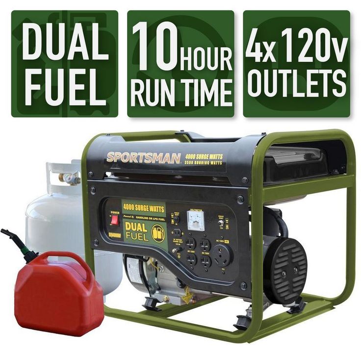 Sportsman 4,000/3,500-watt Dual Fuel Powered Portable Generator, Runs on LPG or Regular Gasoline