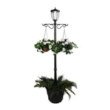 Solar Powered Outdoor LED Black Lamp Post with Planter