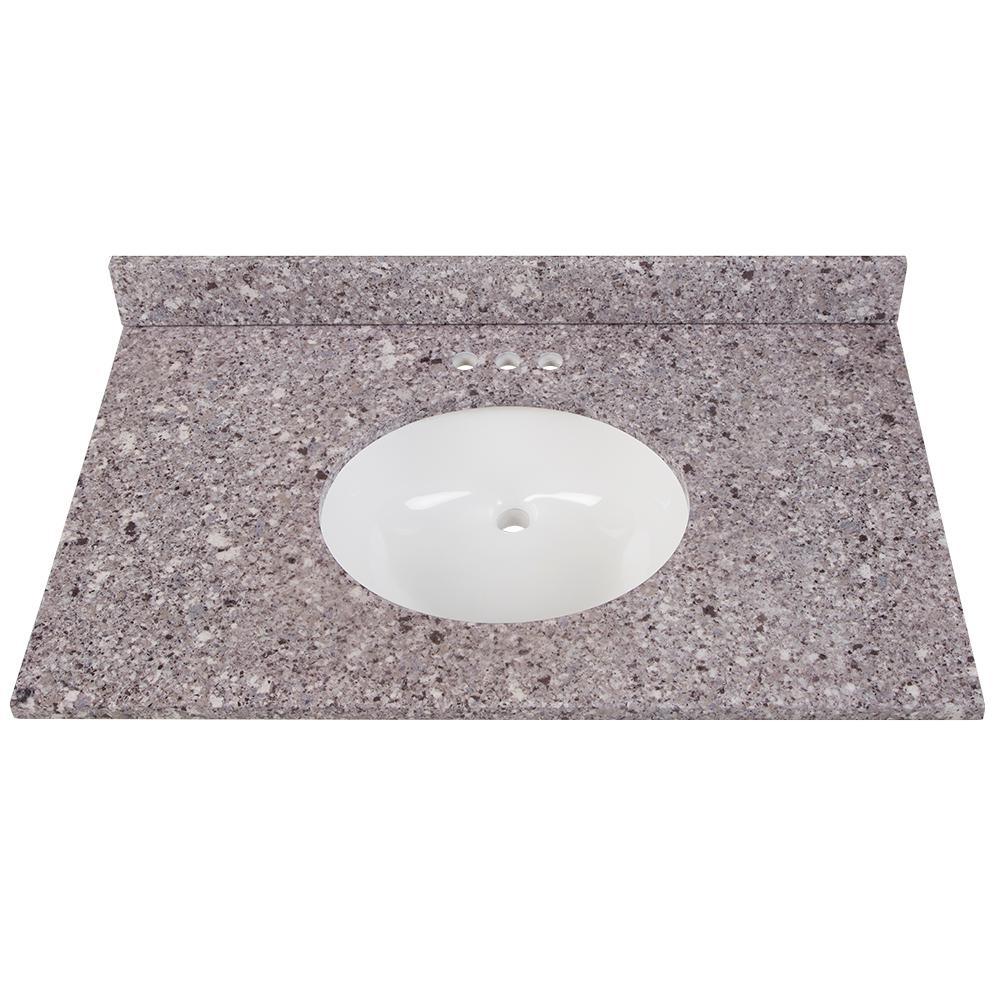 31 in. x 22 in. Stone Effects Vanity Top in Cascade with White Sink - Super Arbor