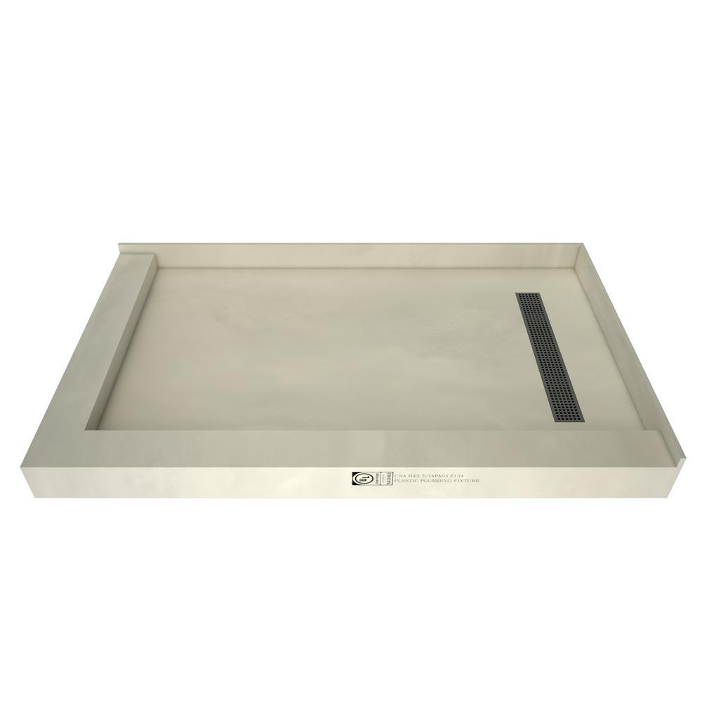 Redi Trench 34 in. x 48 in. Double Threshold Shower Base with Right Drain and Brushed Nickel Trench Grate - Super Arbor
