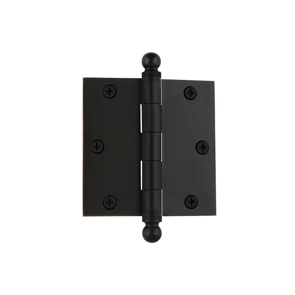 3.5 in. Ball Tip Residential Hinge with Square Corners in Antique Brass - Super Arbor