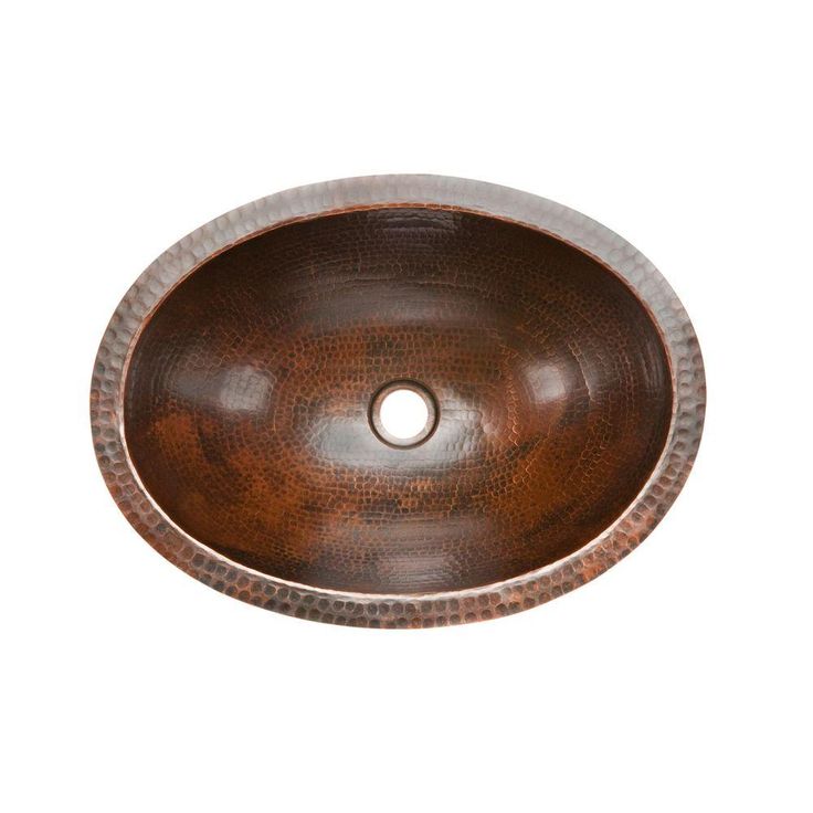 Premier Copper Products Under-Counter Oval Hammered Copper Bathroom Sink in Oil Rubbed Bronze