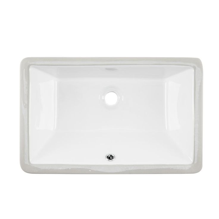 IPT Sink Company Rectangular Glazed Ceramic Undermount Bathroom Vanity Sink in White