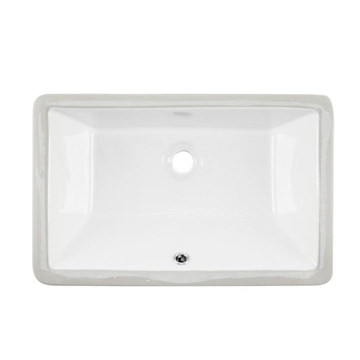IPT Sink Company Rectangular Glazed Ceramic Undermount Bathroom Vanity Sink in White
