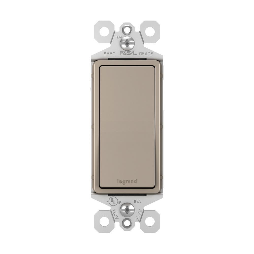 radiant 15 Amp 120 Volt Single-Pole Rocker Light Switch, Nickel - Super Arbor