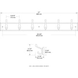 27 in. White Heavy Duty Hook Rack