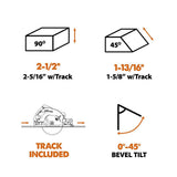 15 Amp 7-1/4 in. Circular Track Saw Kit with 40 in. Track, Electric Brake and Multi-Material Blade - Super Arbor