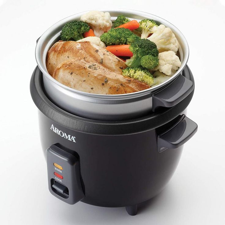 6-Cup Black Rice Cooker with Removable Steam Tray