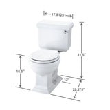 Memoirs Classic 2-Piece 1.28 GPF Single Flush Round Toilet with AquaPiston Flushing Technology in White - Super Arbor