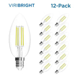 Viribright 35-Watt Equivalent B10 Dimmable E12 Candelabra Base LED Light Bulb Cool White (12-Pack) 4000K
