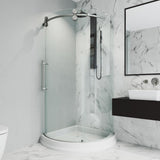 Sanibel 43.625 in. x 79.5 in. Frameless Bypass Shower Enclosure in Chrome and Left Base - Super Arbor
